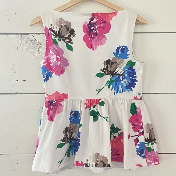 Kate Spade Blooms Peplum Top Sz 4 Sleeveless Side Zip - Picture 6 of 9